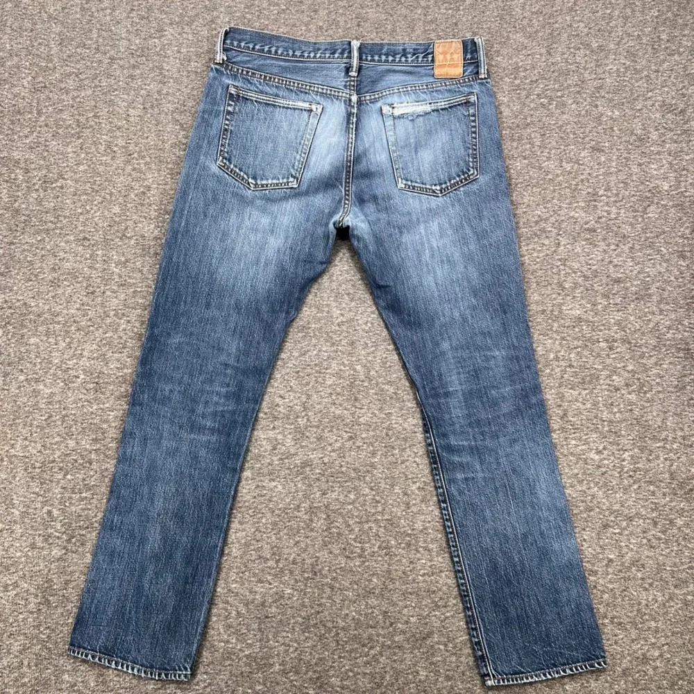 Gap 1969 Slim Fit Straight‎ Relaxed Mens Jeans Blue Medium Wash Distressed 31